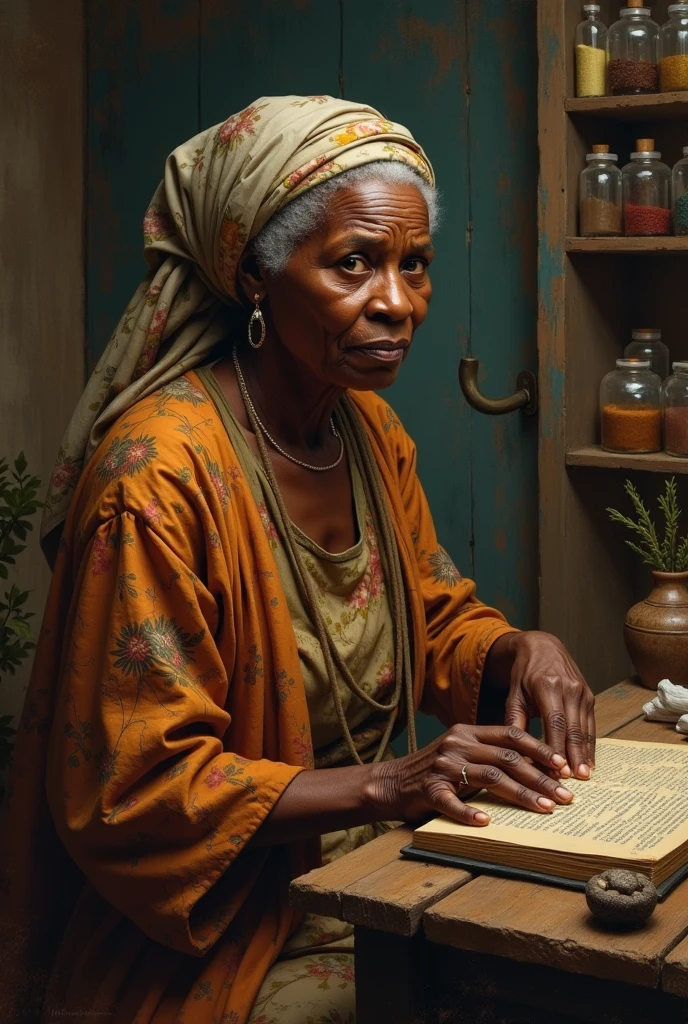 an old seamstress is sewing, (masterpiece, best quality), old Nigerian woman, full body, face marked by age, hide feet, documentary photo of Nigerian old woman wears very torn white shirt and a dirty old red long skirt, real skin pores, black skin, dark skin. She is intent on sewing. She is embroidering a lace on a white sheet. The woman sews with needle and thread. Sitting in an old armchair. Typical old Nigerian wooden room, wooden walls, smoke in the room, Tyndall effect, fog in the room, many small particles in the air, blurred background, very diffuse light, determined movements, green_eyes, red lips, slightly open mouth, closed eyes, soft light, lens flare, silhouette shadows, high res photo, high detailed, (highly detailed skin:1.2), 16k, High details. ultra high res.photorealistic:1.4, UHD, DSLR, soft lighting, high quality, grain color film, FujifilmXT3, low angle point of view