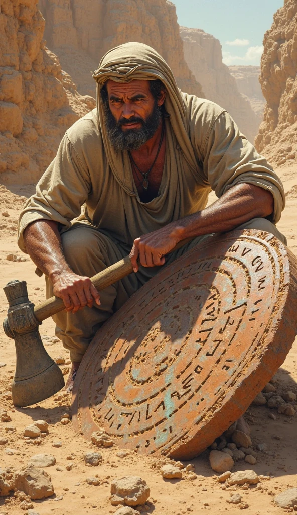 A prehistoric man drawing on a stone