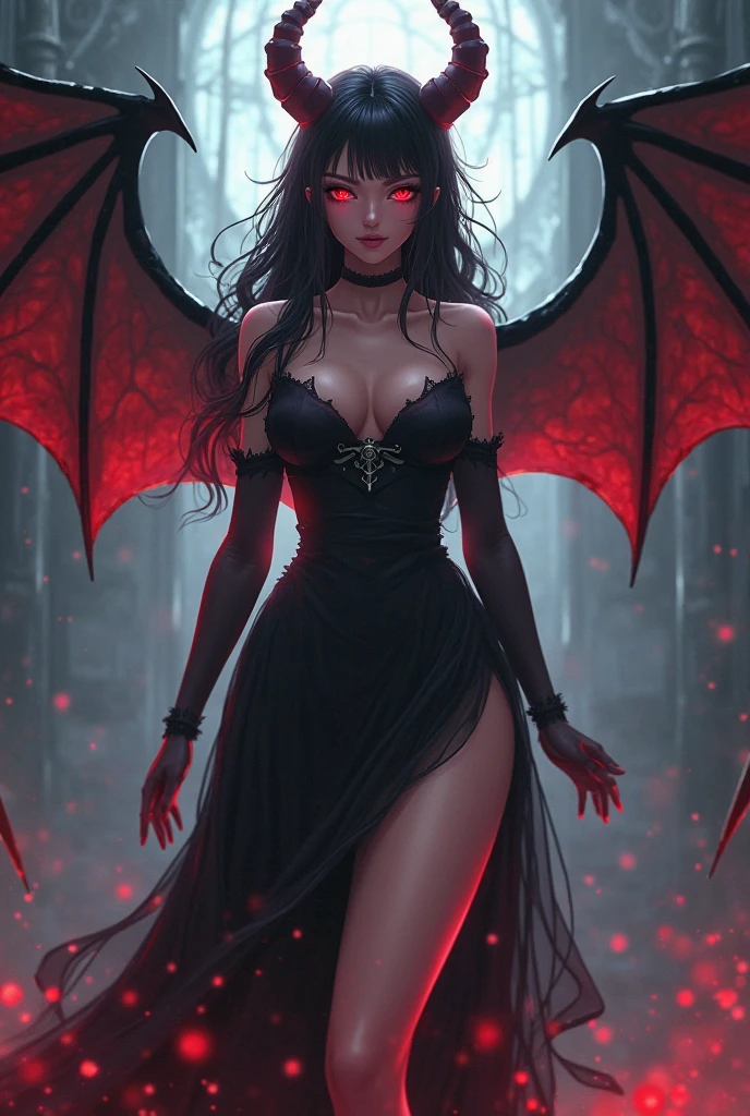 a woman with horns and blood on her body in a wet alley, beautiful succubus, succubus | medieval, succubus, diablo 4 lilith, demon girl, beautiful elegant demon queen, demon woman, lilith, demoness, succubus in tight short dress, queen of hell, villainess has black angel wings, diablo 4 queen, raven winged female vampire