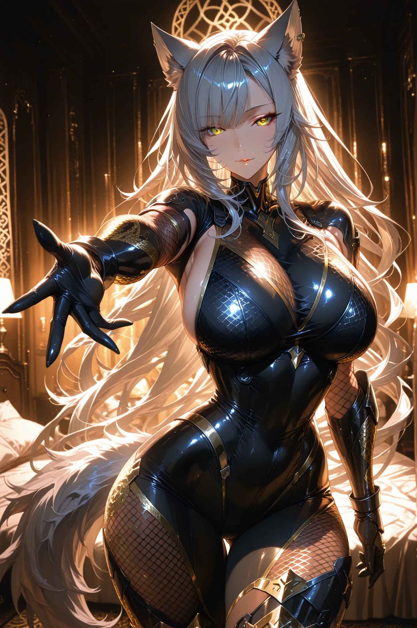 Masterpiece,Highest quality,8k,Ultra-high resolution,appropriate margins,Perfect hands,Perfect Fingers,Perfect human body,((Cowboy Shot)),BREAK,Bright expression,(1 person),(Most beautiful mature devil women),Slim body,((Big Breasts)),Moisturized Skin,Fair skin,BREAK,(Golden Hair),Long Hair,Straight Hair,Thin eyebrows,BREAK,Silver Eyes,Light in the eyes,BREAK,Open your mouth a little,BREAK,((The Devil's Outfit,Otherworldly costumes)),BREAK,Glaring at the audience