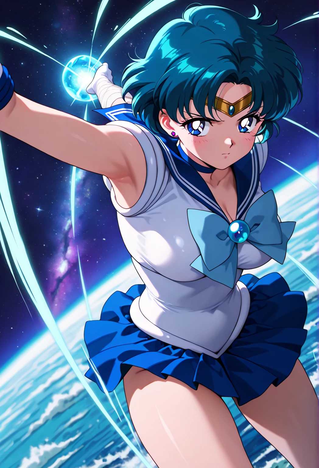 mulher musculosa Sailor Moon com dragon ball exibindo os musculos extremamente definidos malhando