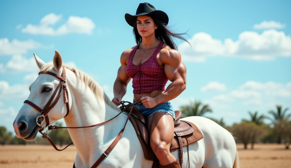 (best quality,highres),(realistic:1.37),ultra-detailed,(professional),create, (female bodybuilder teen,very powerful body,detailed body,kissing,horse,penis in erection) ,beach background,best natural lightning
