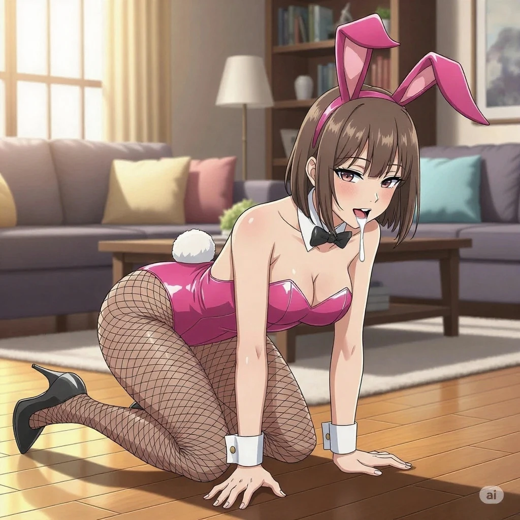 score_9, score_8_superior, score_7_superior, sauce_anime, One girl, alone, whole body, From below, One girl,alone, Glowing Skin, Crouching, Place your hands behind your back on the floor, cute, whole body,score_9, score_8_superior, score_7_superior, ブレークsauce_anime, CG, ,Dark brown hair, Pink rabbit ears, blush, Open your mouth, Embarrassed and angry face, Detachable white collar, Pink bow tie, clavicle:1.2, Exposing shoulders:1.8, Slight cleavage, Bust 77cm, Height: 153cm, Pink strapless leotard:1.9, Shiny leotard:1.3, Pink Playboy Bunny, White wrist cuffs, High leg:1.9, Thong:3.5, White rabbit tail, She wears black pantyhose under her leotard:1.9, Pink pin heels, View your viewers, casino, camel toe:0.5