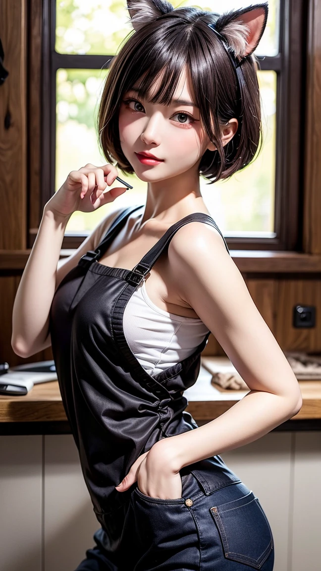 (fantasy:1.5),(anime,8k,masterpiece, top quality, best quality,beautiful and aesthetic:1.2,professional illustrasion:1.1,ultra detail:1.3,perfect lighting),extremely detailed,highest detailed,incredibly absurdres , highres, ultra detailed,intricate:1.6,(Alchemy Workshop:1.4),(A girl mixing Medicine in many small bottles,holding small potion),colorful:1.4,zentangle,(highly detailed beautiful face and eyes,firm breasts),oily skin,(black,hair,short bob with short pony tail hair)),thin pubic hair,cute,lovely,17 years old girl,alchemist costume,random Clothing,smile,in the kitchen,smile,seductive smiling,(with sparkling eyes and a contagious smile), Looking at Viewer,