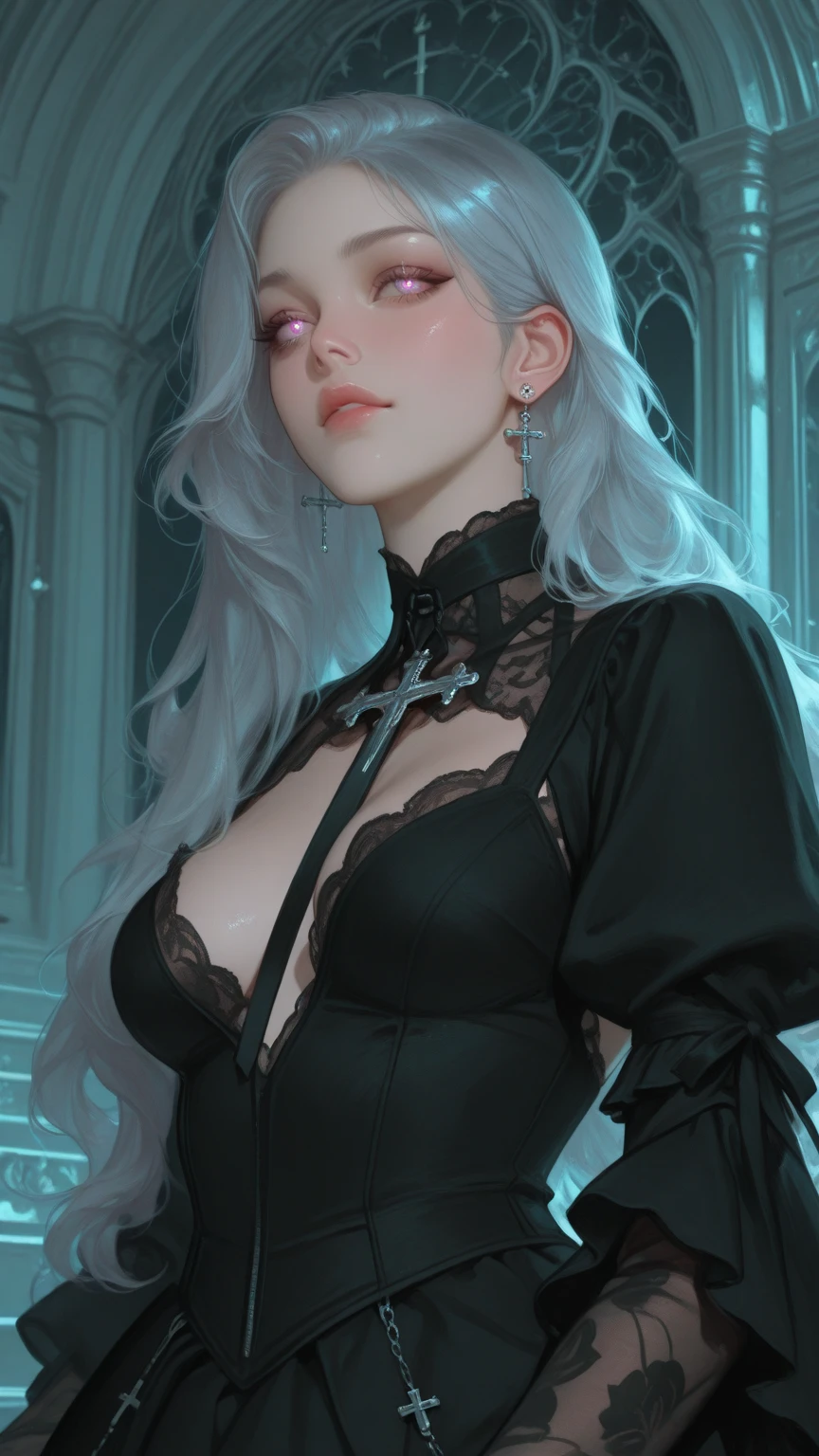 Woman body set large breasts(best quality, highres, ice skull:1.1), A girl with a body made of lava, featuring a Dracula Orchid pattern. (best quality, ultra-detailed), (realistic), vibrant colors, intense lighting, lava-like texture, hauntingly beautiful composition, surreal atmosphere, contrasting dark shadows, mesmerizing glow, detailed facial features, flowing lava tendrils, fiery eyes, ethereal presence, intricate floral patterns, mysterious aura."