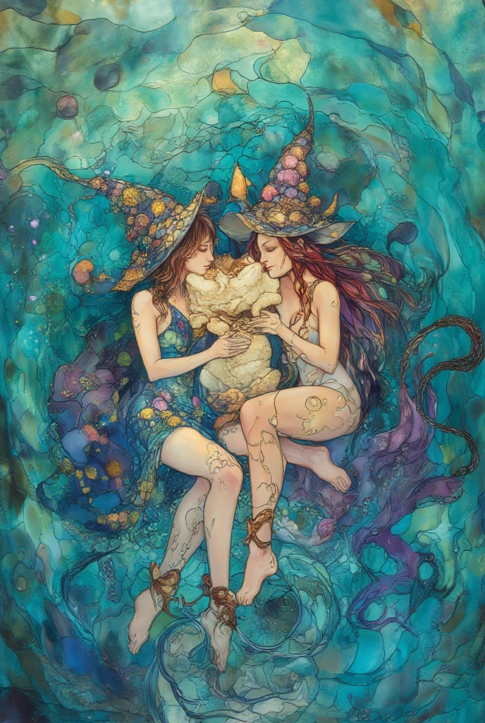 Full body image, smooth and shiny skin, with shades of blue, green or silver. hair is long. They have large, expressive violet eyes. sea elf, sea elf, trident, coral armor, flipper boots legs apart, fins in place of ears, rpg character, seabed, corals, mermaid, newt, artgerm and brian froud, by Brian and Wendy Froud, brian froud style, by Wendy Froud, inspired by Wendy Froud, inspired by Brian and Wendy Froud, brian froud