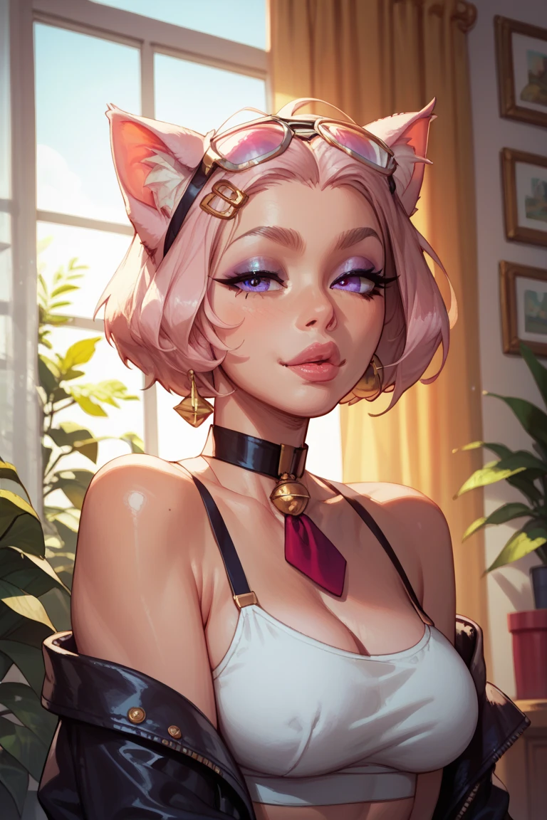 (high resolution, upper body, soft skin:1.2),(best illustration,masterpiece:1.2),ultra-detailed,[(cat ears ,pink inside:1.2),vivid colors,sharp focus,portrait,misty lighting,bokeh, wearing a purple bikini, sandy pier, misty morning, smiling 