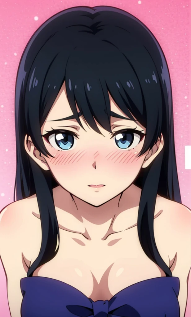 One girl,alone,Yukinoshita Yukino, Beautiful Anime Girls, Beautiful art style, squat:1.3, Bathroom Background, View your viewers, Perfect body, Smile, Showing teeth, Yukinoshita Yukino, Medium chest, Apply blush all over the face, Black Stockings, In underwear, Straight:1.3, Medium Shot,Upper body naked,