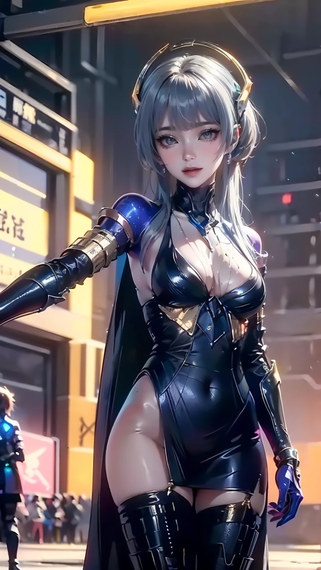 Conservative attire，Does not show the chest