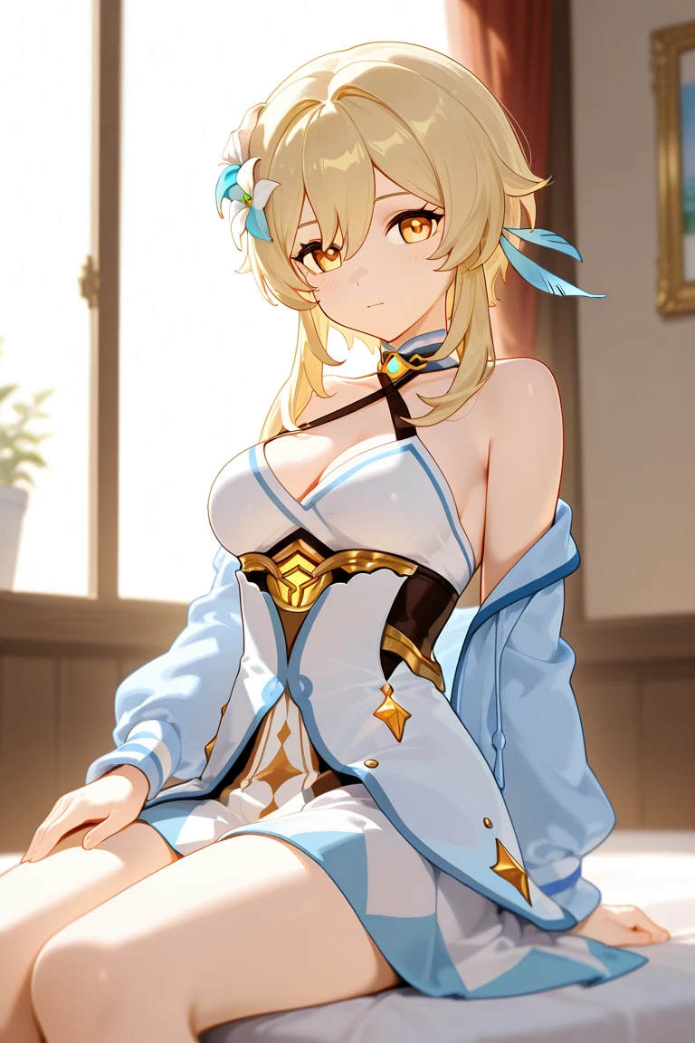 masterpiece, best quality, absurdres, looking at viewer, (light_smile:0.6),
1girl, ahoge, rabbit ears, playboy bunny, artoria pendragon \(swimsuit ruler\) \(fate\), large breasts , blonde hair, green eyes, french braid, pony tail
bare shoulders, large breasts , cleavage,
clothing cut out, wrist cuffs, detached collar, cutout, feather boa,
white leotard, blue necktie, blue pantyhose, single thigh strap, hands_above_head,(squat:1.3),(spread_legs:1.3),rabbit_pose,solo,stretch_fingertips