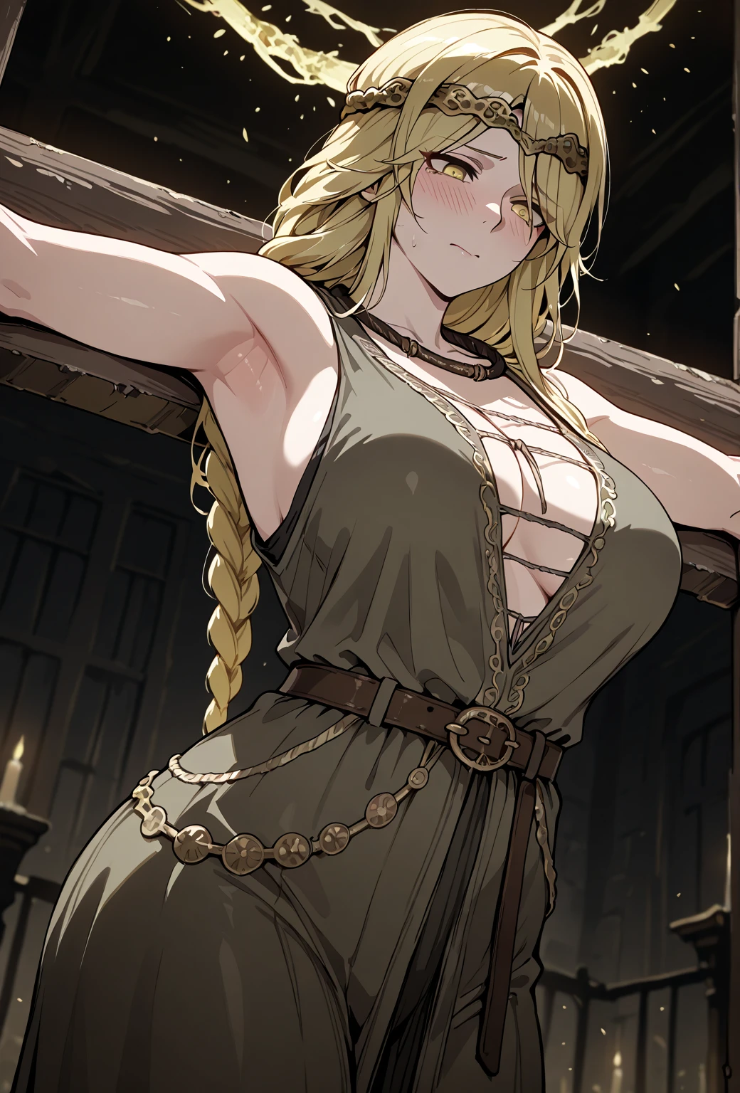 (((Massive Female Bodybuilder))), ((huge muscular ass)), (wide hips), (slim waist), ((wide shoulders)), ((((Huge breasts)))), hyper-detailed image, UHD, 16k, professional photo, (Realistic photo of the goddess Freya Grand Cross, goddess of beauty), Goddess of beauty freya, thick legs, exposed, micro swimsuit, flexible body, amazon warrior, perfect hands and fingers, sexy Freya Goddess,