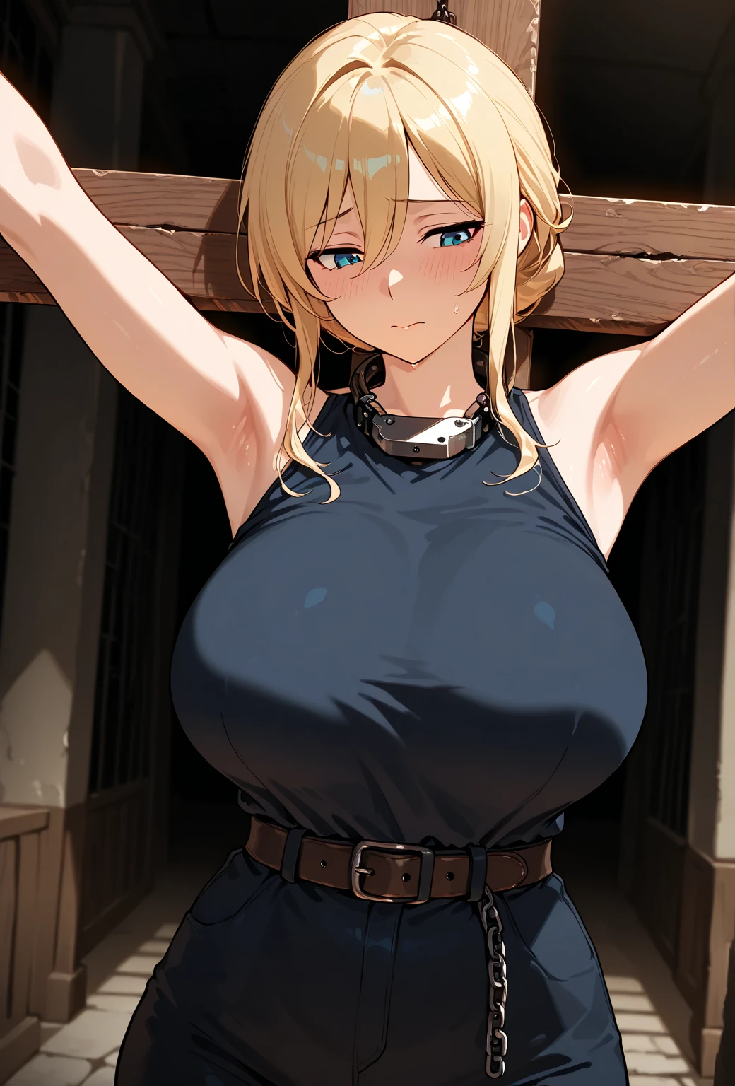 Super detailed、bare breasts,(Army clothing leotard),salute,bare breast,gigantic breast,showing face,smile