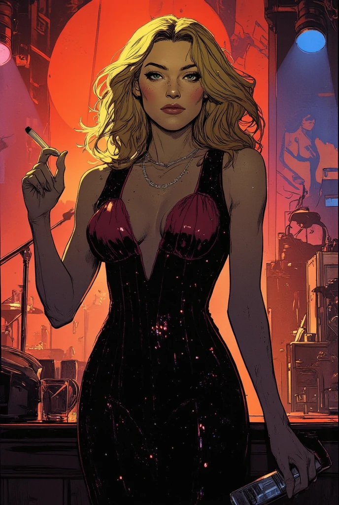 best quality, sharp focus, close up picture of (40 years old woman with blonde hair) facing the camera, wearing a elegant evening gown, super spy, action scene, outside an opulent manor, (night:1.2), walking away from (explosion) in background, large fireball, smirking, dynamic pose, (explosions in the background, building exploding), action lines, chaotic scene, debris, dirt, intense, highly detailed eyes, perfect eyes, small breasts, mature, milf, middle aged woman, dynamic shadows, noir, absudres