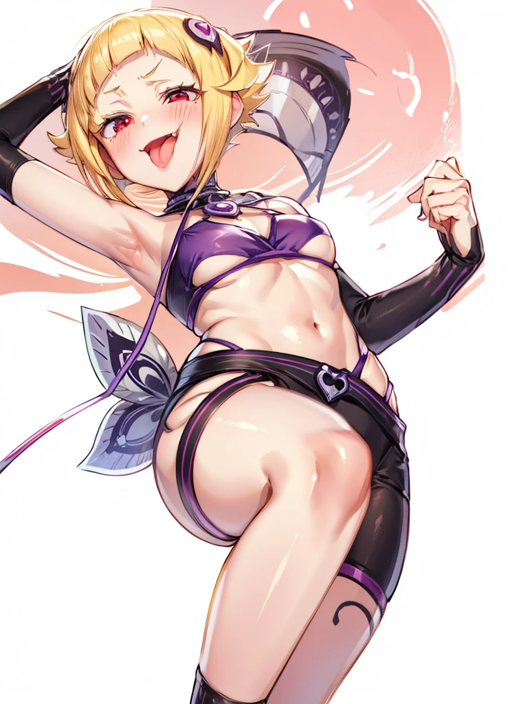 1 girl in, purple color  hair、Purplish pink eyes that dreamers desire, (Blonde hair) , small stature, Colossal tits, Lori, (masutepiece:1.2, Best Quality), (finely detailed beautiful eye: 1.2), (beautifull detailed face), (perky chest:1.1), (pointed chest:1.0), (cakes magazine cover:1.3)，(Best Illumination, extremely delicate and beautiful), sexy pose,make a cocktail , in a bar counter, ((Cinematic Light)), Dramatic light, (Pale white background:1.5), Short bob hair（1:3）、Ultra Contrast、Braid a little around the ears, White long dress、only has 5 fingers、Her pussy is visible through the white thong、Wet pants、You can see inside your underwear、full of sweat、mocking look、diaper、nffsw,Arms crossed、grab the arm、Shoot from below,Best Quality、Large breastuscular pussy、Pubic hair,high-level image quality、hightquality、8K,perfect hand、5 fingers、finger pin、Perfect Finger、T back、Naked、noise cut、bullet hand、Her hair color should have been a brighter purple.The skirt part is also carefully expressed..、Purple skirt、the skirt is floating in the wind、Dark purple panties、Pubic hair majority,(with sparkling eyes and a contagious smile),open mouth,from below:1.2, highest quality, high resolution,Real World, Natural light,perfect Natural light, Looking at Viewer,
