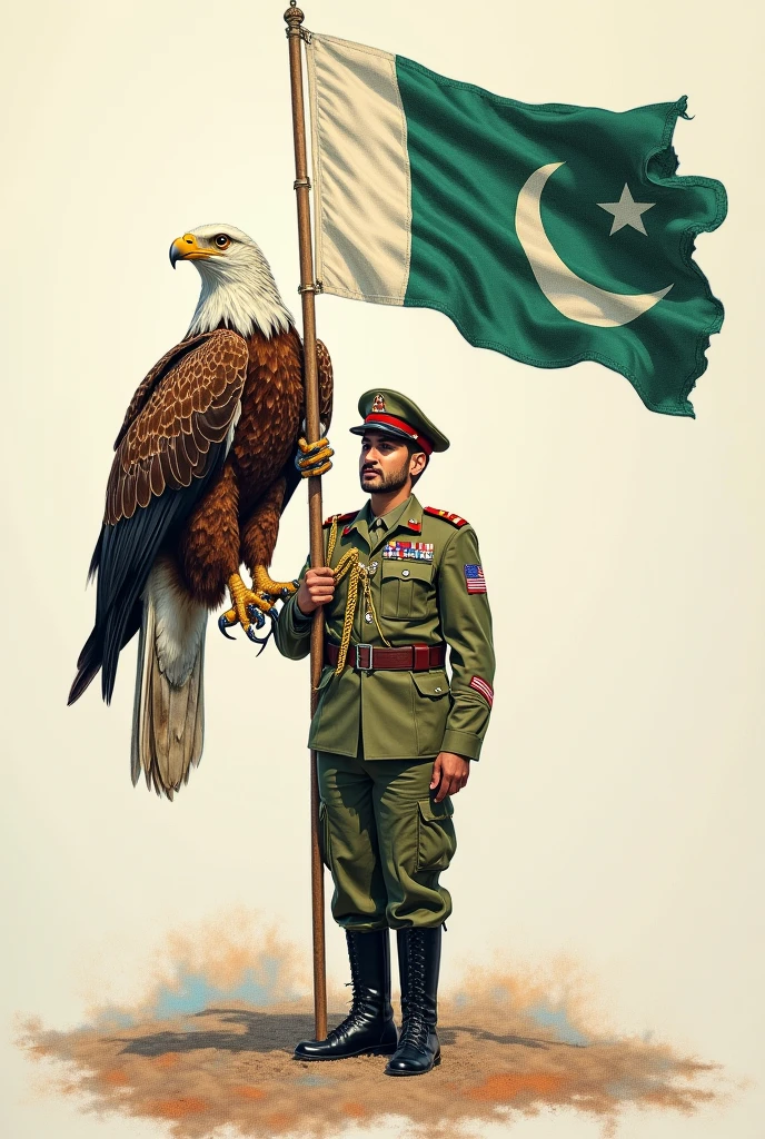 Pakistan flag on eagle on truck with soldier
Eagle close wings
