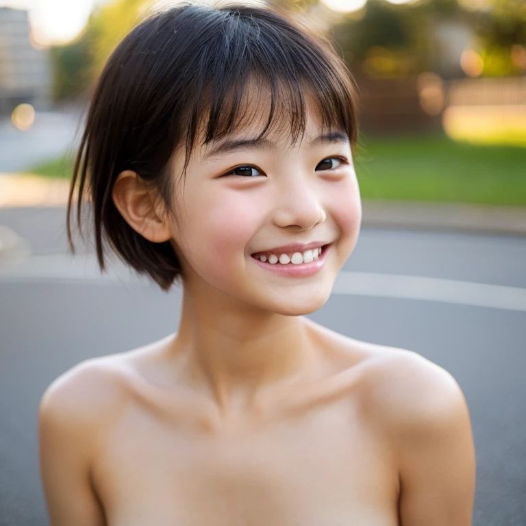 ((No clothes)), (Highest quality),(RAW Photos), (Thick pubic hair:1.1), (Little Japan girl), Cute Face, (Deeply chiseled face:0.7), (Glowing Skin), dappled sunlight, Dramatic lighting, (No clothes),(Flat Chest)，(Slender body)， (at the park), shy, (Loose Shot:1.2), (smile),(whole body), (Sparkling eyes)、(sunlight)