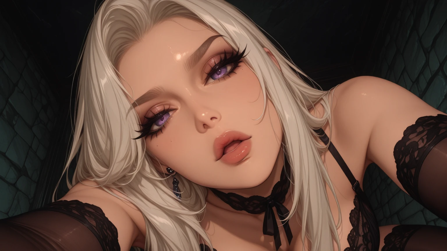 a close up of a woman with a red bra and a necklace, angelawhite, sexy face, blonde goddess, sexy face with full makeup, perfect white haired girl, anna nikonova aka newmilky, 1 8 yo, 1, a gorgeous blonde, sexy girl with green eyes, beautiful blonde girl, sexy look at the camera