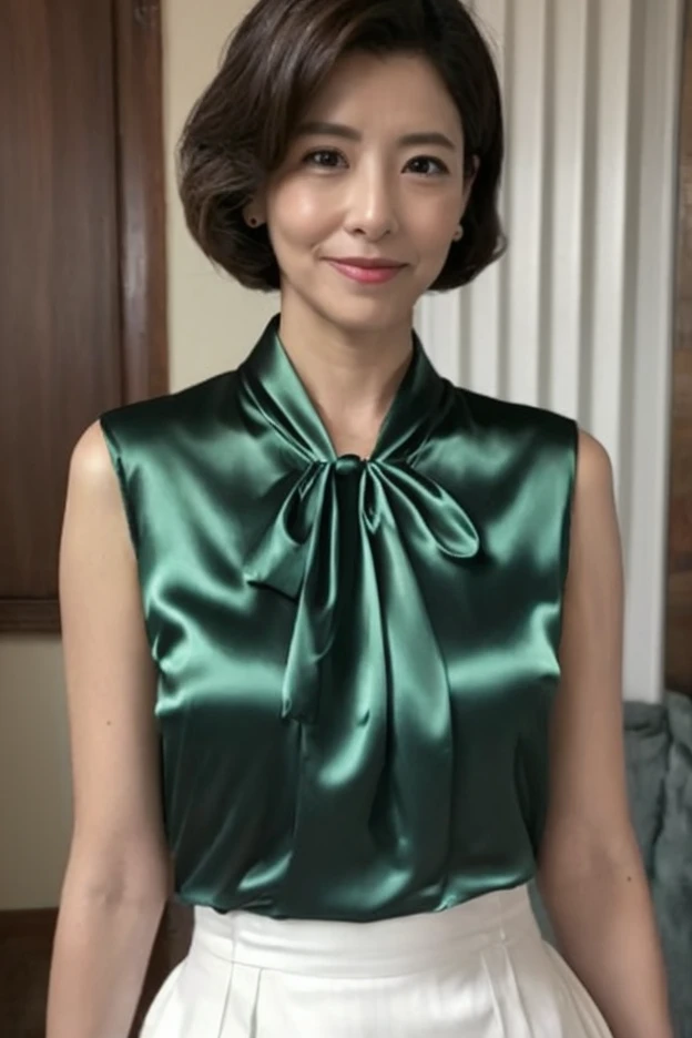 best quality,masterpiece,((house wife uniform:1.4) ) ,young face,green dress,long straight hair, hair accessories, earrings, eyeshadow,redlip,blush,upper body,indoors ,(gemma chan), <lora:Gamme chan V1:1>,looking at viewer,
