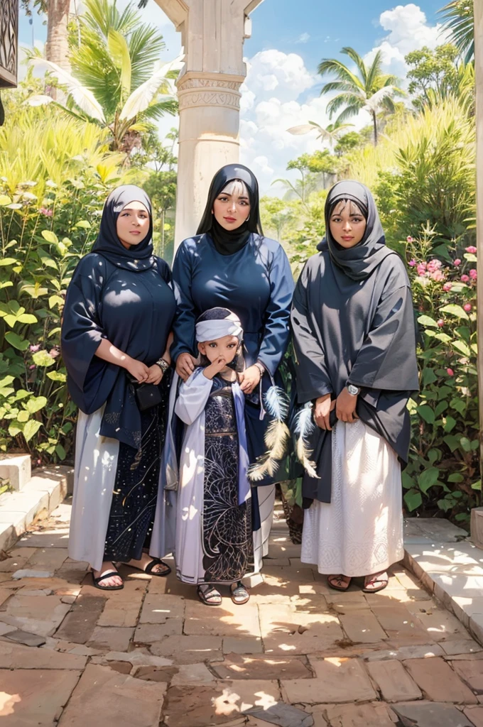 potret bayi laki laki indonesia umur 1 bulan, memakai gamis muslim warna putih, dengan peci, baground Al Qur'an, dan Ka'bah kecil, photography