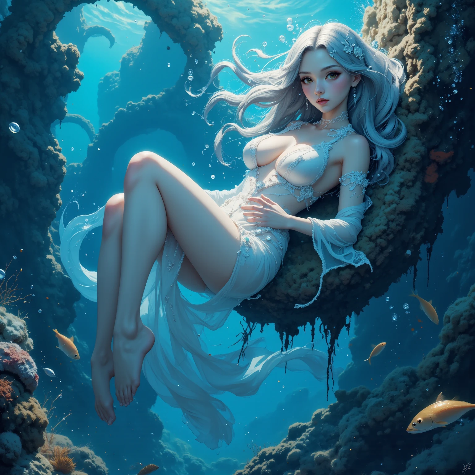 ((beautiful goddess sitting on the waves of the sea)),  
((transparent vikini that shows the vagina)), masterpiece), best quality, expressive eyes, perfect face, long hair fused into multicolored sea waves, light lantern, lamp and antique clock,   fantasy, fractal,  Sakimichan-style art, slight smile, legs open, pubic hair view, 1 sexy girl, exposed breasts,skin wet with water and foam and bubbles,view from below, open legs showing open vagina, beautiful full female body wet with water,griffiths flesh art and wadim kashin concept art, nude woman, classical dancer, psychedelic dancer movement, moving ocean wave, sakimichan art body art, palette knife oil painting, metallic colors, olpntng style, beautiful teenager, effect splatter, extremely smooth and fluid paint, 3D liquid paint, 3D fractals, gold and silver and bronze metallic colors, light particles, dreamy, 3D soft relief, bright sparkles, dreamy shine, concept art by Alberto Seveso, dripping paint, gold-silver and bronze oil painting, full body, beautiful girl, big buttocks, skin with watercolor paper texture, young girl, splash effect, sea, fluid, 3d fractals, light particles, dreamy shine , oil painting with strong strokes, dripping paint, night sky with storm, full moon, large foamy waves, floating bubbles, beautiful goddess emerging from the sea, long silver hair blurred with water, wet skin,cloudy sky with storm, night sky with dark clouds, full moon,