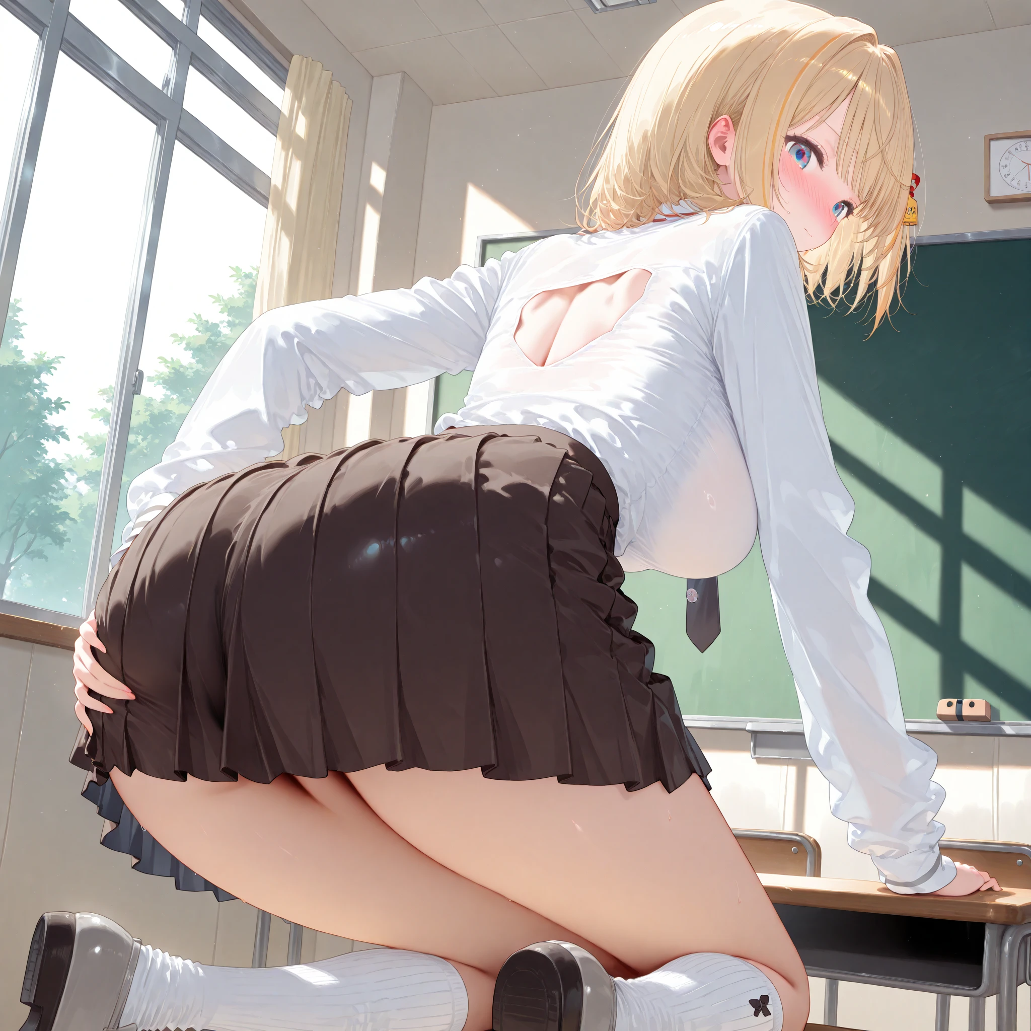 realist, Realism, photoRealism, photo-realist, high contrast, (photorealist:1.4), (Perfect female figure), 8k high definition detailed realist, NSFW, (Best Quality, masterpiece:1.2), Photon mapping, Radiosity, physically based rendering, Best Quality, Very detailed, 1 girl, ((School uniform)), Whole body, socks, (short skirt), ((grey sweater)), outdoor, Street, trespass, middle of the road, open legs, ((panties))
