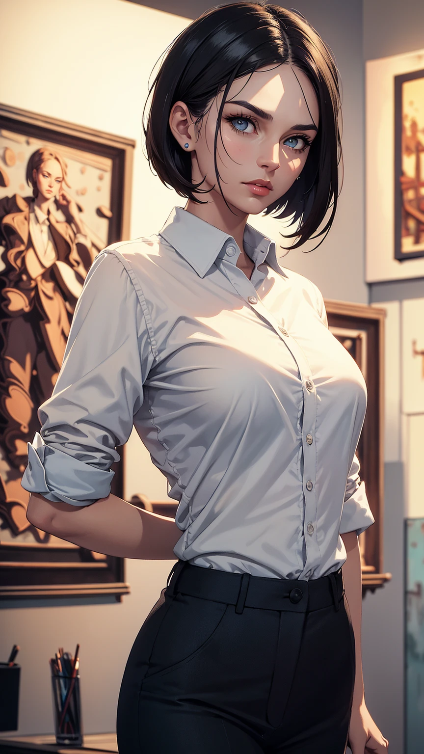 a close up of a woman in a shirt and skirt posing, artwork in the style of guweiz, guweiz, style artgerm, fully clothed. painting of sexy, ilya kuvshinov. 4 k, by Yanjun Cheng, digital art ilya kuvshinov, ig model | artgerm, artgerm. anime illustration