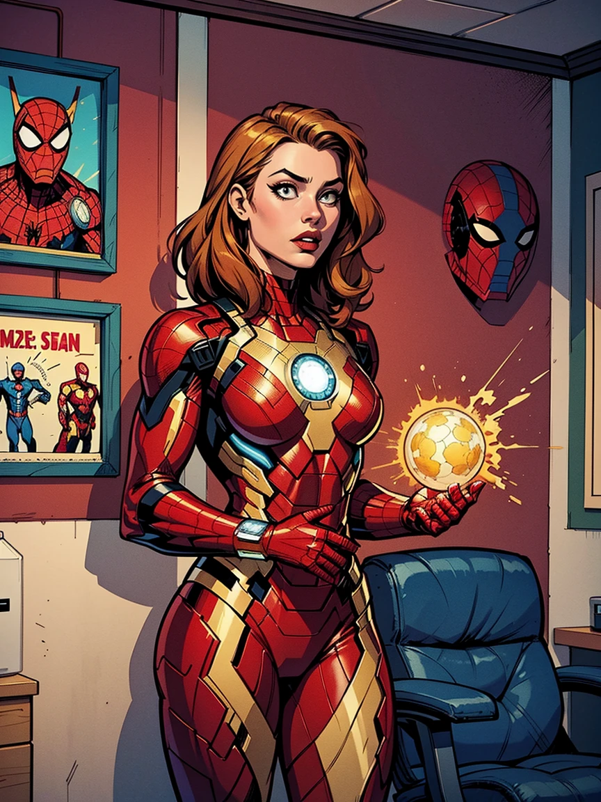 Scarlett Johansson in Iron Man armor: Mark XLIX Rescue Armor, Detailed costume design