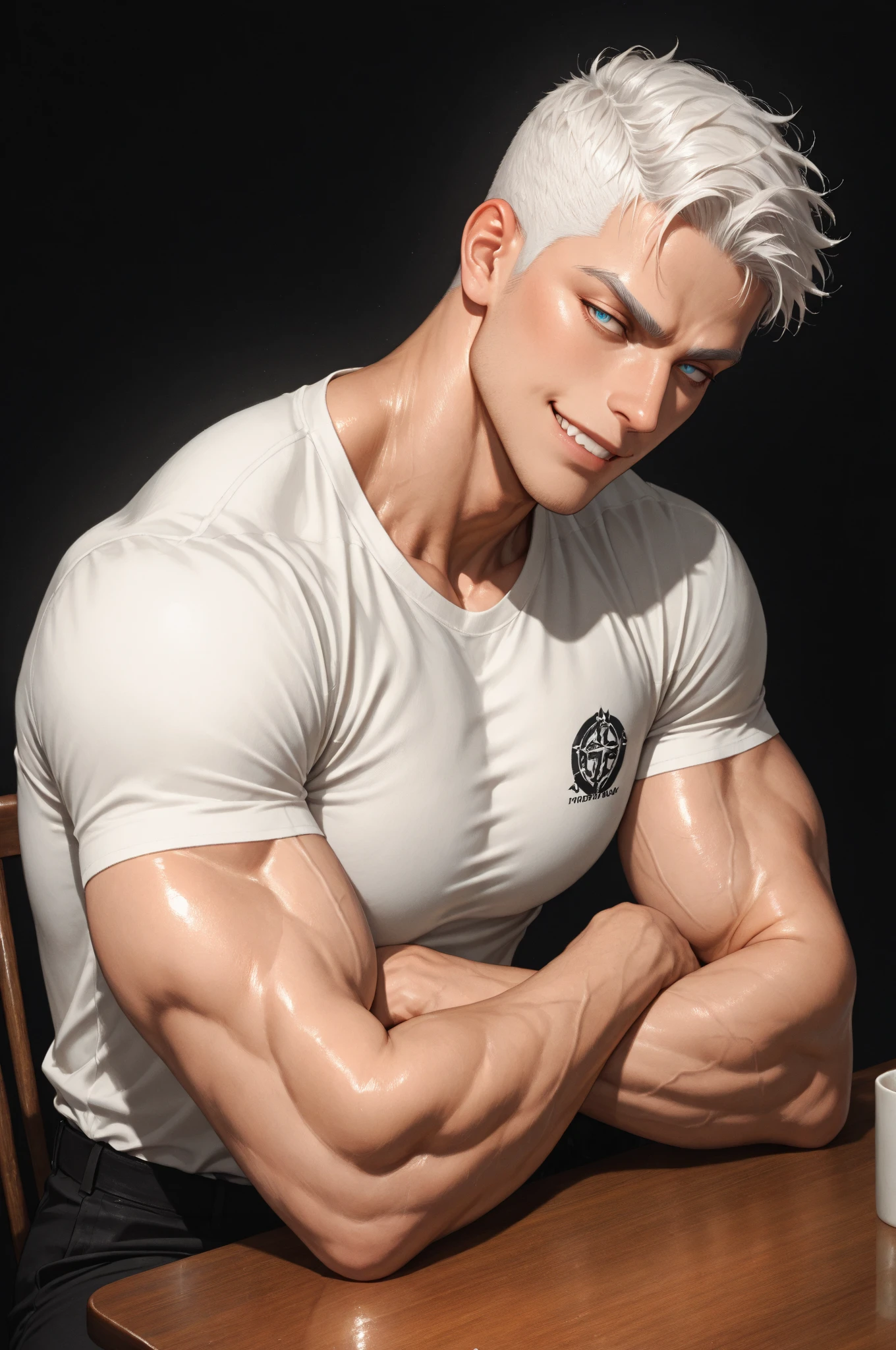A young boy with white hair,fair skin,handsome,The triangle briefs are wet, so I took half of them off.,裸上半身Soaked in milk,Showing six-pack abs and chest muscles with water droplets on them,Soaked in milk,纖細長腿Soaked in milk,There is a big protrusion from below and milk is spurting out,Soaked in milk,Tilting their head back, they wore an expression of comfort.,Milk flows from the corners of the mouth,Sticking out tongue,Drinking milk,Very shy expression,Milk flows from the corner of the mouth,covered in milk,soak in milk,There's milk on your face too,Milk flows from the corners of the mouth,身上Soaked in milk,Complete character,To the light,The light shines on the abdominal muscles,milk everywhere