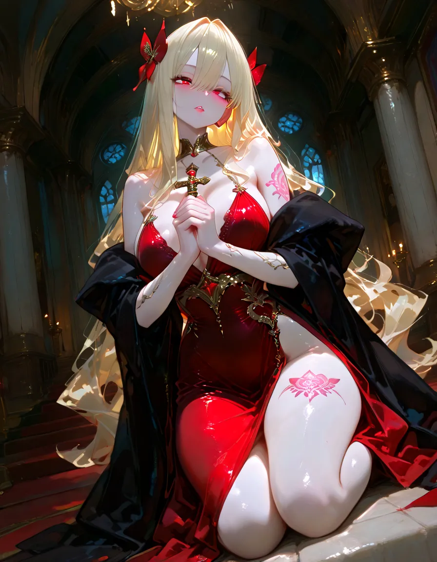 ((best quality)), ((masterpiece)), (detailed), 1girl, Character design, female, dynamic poses, long white grey hair, grey white eyes, very skinny, detailed, best quality, no accesoires around the neck, no shoes, prominent collarbones, skinny arms, flat stomach, visible hip bones, full body, blank white background, plain background, white background, red and white clothing, Bloodborne inspired, occult aesthetic, occult, detailed and intricate steampunk and detailed gothic, NSFW, Very dramatic and cinematic lighting, cosmic horror, grim-dark, side-lighting, perfect face, NSFW, Fluttering lace flared long knee length dress with frilly petticoats, knee length dress, pleated petticoats, petticoats gothic, complex lace boots, side-lighting, gothic aesthetic, wielding a mighty sword with mechanical components, mandalas, small breasts, a fairy, various different types of insect wings, NSFW, full body, whole body, body, plain background, white background, blank background, no background, white background NSFW, chains, full body, whole body, head-to-toe NSFW