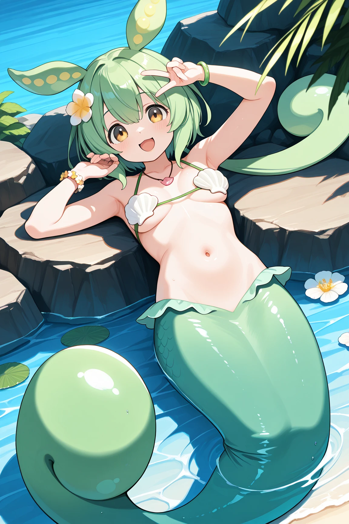 Hyperphotorealistic, cuteness pop lascivious style, colorful melty lime costume lewd melty slime, ahegao, melty slime, wide spread legs, sunny beach in heaven, super detailed drawing