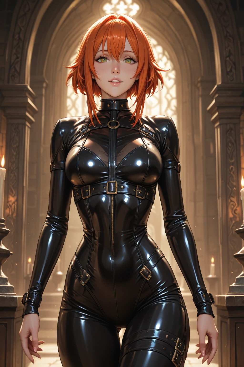 Alien xenomorph hugs (smile, girl 15 years old, Short, Red hair, green eyes). ((elegance. gradient. Photorealism. Unreal engine. split. 3d model. Ultra high quality textures. high detail. permission 8k))