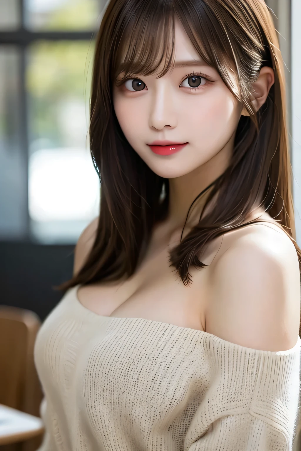 table top, highest quality, shape, Super detailed, finely, High resolution, 8k wallpaper, 完璧なダイナミックな構shape, beautiful and detailed eyes, elegant winter clothes,medium hair,small breasts natural color lip, bold sexy pose,smile、20 year old girl、cute、Sexy looking at camera,night,beautiful and detailed face,elegant face,perfect and beautiful face,Slim face and body,spread your arms wide、background blur,real photos