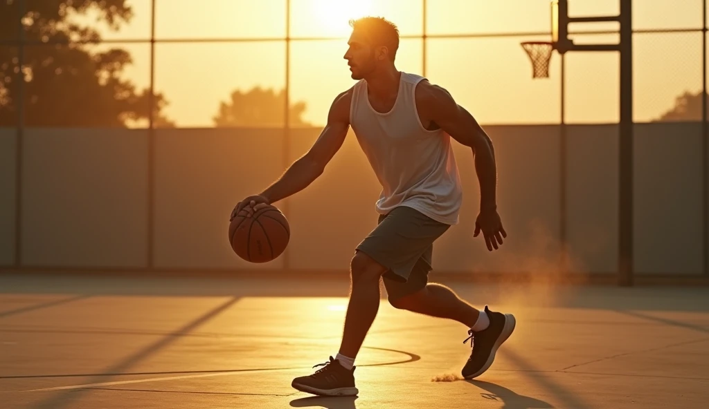Imagine mexican shirtless basketball player wearing black cap and orange basketball shorts playing basketball with friends