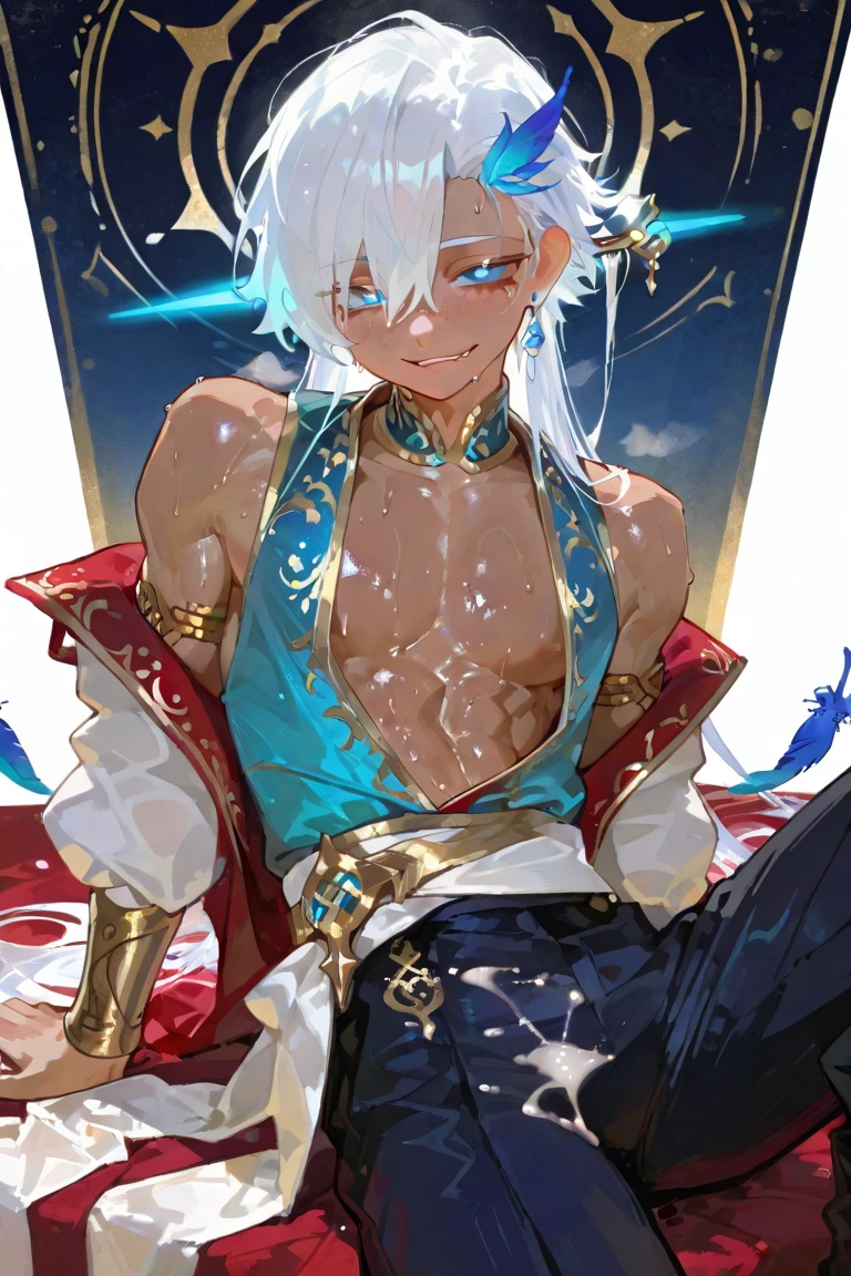 ((score_9, score_8_up, score_7_up)),(((source anime, best quality, best aesthetic, perfect anatomy, very NSFW, Art Composition, Gold Ratio))),skinny,slim sexy body,,An enigmatic man, with a mysterious tattoo and a profound gaze,,Pompadour haircut,(eyebrow-sharpe arched bushy, eyebrowcolor ),Laughing,Ride a wave on a surfboard with a powerful cutback maneuver and a barrel finish,A pair of hands reach out from the darkness to snatch a glittering diamond necklace from its velvet-lined display case, the soft light of the moon reflecting off the stolen jewels as the figure disappears into the night.,extreme wide shot,Modern LED Strips Lighting
