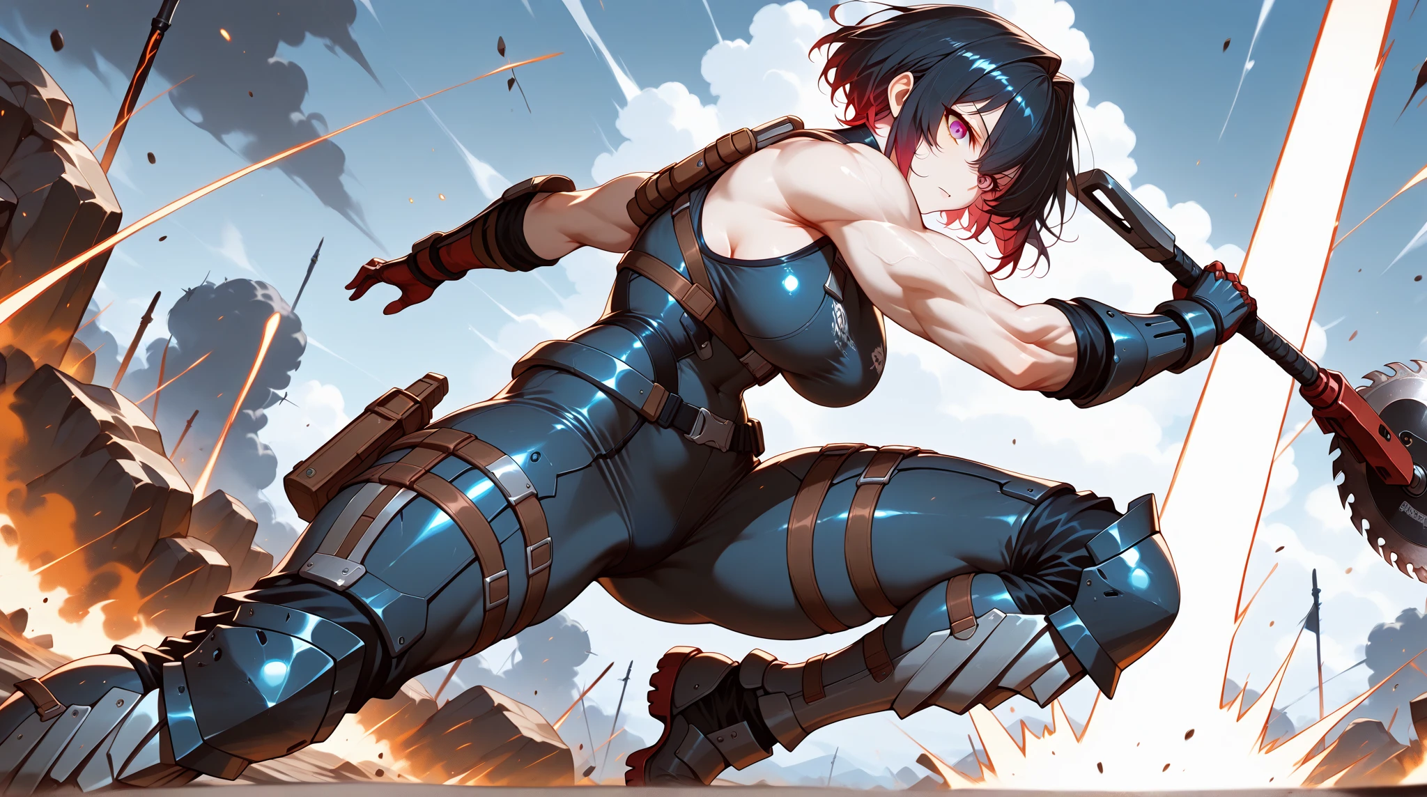 Outrageous resolution、masutepiece++, Best Quality++, ultra-definition++, ultra-definition++, 4K++, in 8K++, Side view, (Background Focus)++, Extremely detailed, Muscular wild big with clearly visible abs and muscles, (Bleeding)++, (Exploding battlefield),(appearance々A huge breasts mafia group full of scars in a colored full-body suit), (((Wrap dynamite and grenades all over the body)))+++、(Evil), (shiny hair and skin),(Whole body々Wearing a colored suit), short-haired,(Colorful eyes), (Asahi), (Wearing a full-length suit)+, ((Muscle big breasts mafia full of scars)) +++, Evil, ((Beautiful)), ,Explode on the battlefield,perpetrator, ragged clothes, evil eyes, western architecture, Dark tones, fantasy-inspired, hard disk, Best Quality, game, Wallpaper, dark environment,Belt bag, (battle posture), Lively, cleanshaven, Tight abs, Tomomo with tense muscles, Evil smile, Perfect eyes, Pupils, Perfect hands, Bloody Body, Wild tattoo, Evil atmosphere, (wet effect)+, (light effect), (Cinematic Light)+, (Light cinematic)+
