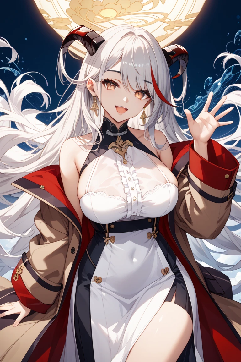 score_9, score_8_up, score_7_up, BREAK source_anime, rating_explicit, best quality, masterpiece, uncensored, 1girl, unryuu, asymmetrical hair, braid, hair ornament, long hair, single braid, very long hair, white hair, yellow eyes,in heat,paizurioil,sweat,translucent,wet clothes,open clothes,dynamic pose,dynamic angle,