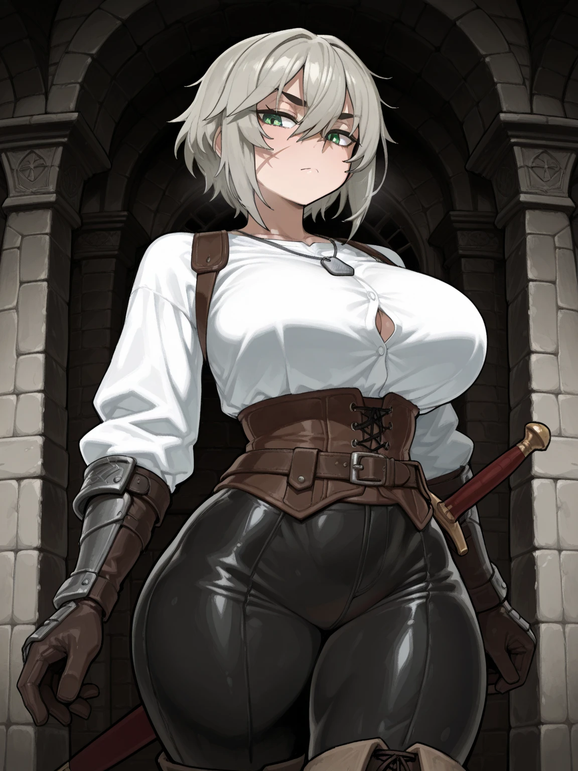 score_9, score_8, score_8_up, genshin impact art style, Arlecchino, 1girl, x-shaped pupils, red pupils, symbol-shaped pupils, multicolored hair, black hair, white hair, BREAK, (intricate details), (colorful), ((tattered outfit, open pants, half nude, open clothes, mini bra, underwear)), arms, exhausted, passed out, heavy breathing, body, navel, huge breasts, (narrow_waist), (((struggle face, hands being cuffed, chained arms, caged, defeated, lying))), (((Shiny Skin))), looking at viewer, plump, thick, milf, closed mouth, ((inside cave, dungeon, fire torch on a wall, rock, dark dungeon)), (masterpiece), (best quality),
