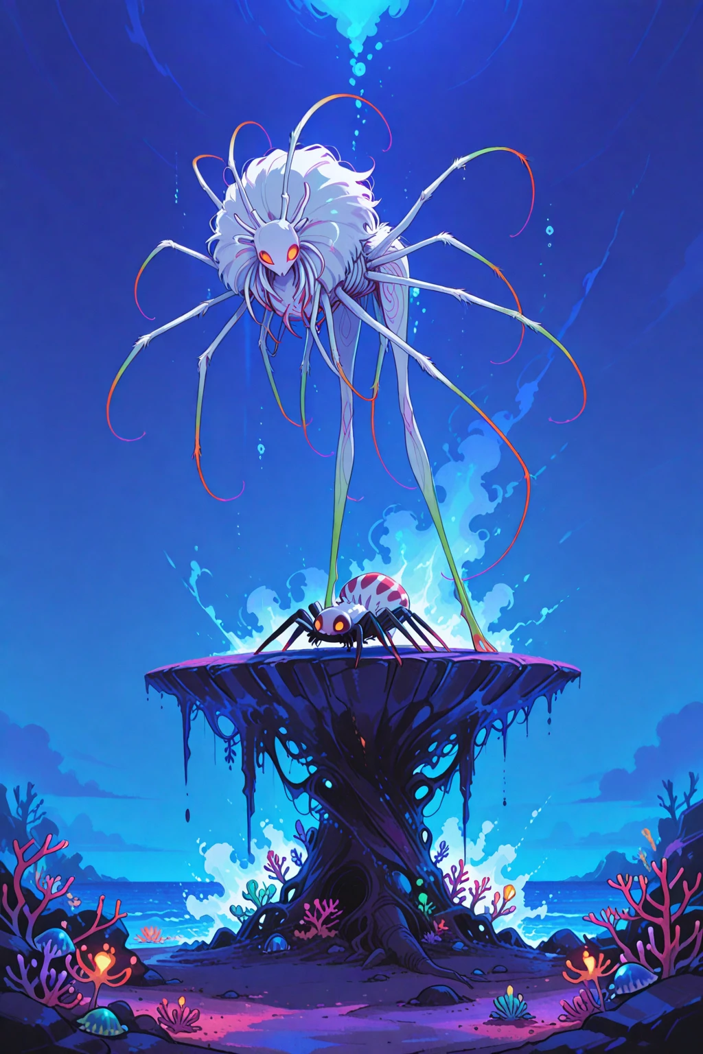 ((best quality)), ((highly detailed)), absurdres, (detailed eyes),1girl,20 years old,solo,long hair,pink hair,(((white shirt,black standart tie,black skirt))),dynamic pose, cowboy shot, (((scylla))), (((octopus girl))), standing, (tentacles:1.33), (suction cups:1.33), (fused:1.33), ((tentacle legs)), squidlegs, ((underwater,sea, aurora,night)),leaning forward, serious,cute,reaching out