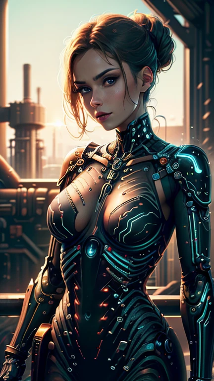 tmasterpiece， white skinned，redheadwear ， The large， Curves and extra-thick breasts， Being Hard， Perfect body， futuristic outfit， Mechanical prosthesis， Cyberpunk scene high-tech，sci-fy，Beautuful Women，scantily clad，Bigchest，Abs，Mermaid line，Full body like，battle armor，Erotic lingerie，stocklings，nakeness，Do not wear，scantily clad，sexyposture，Sultry