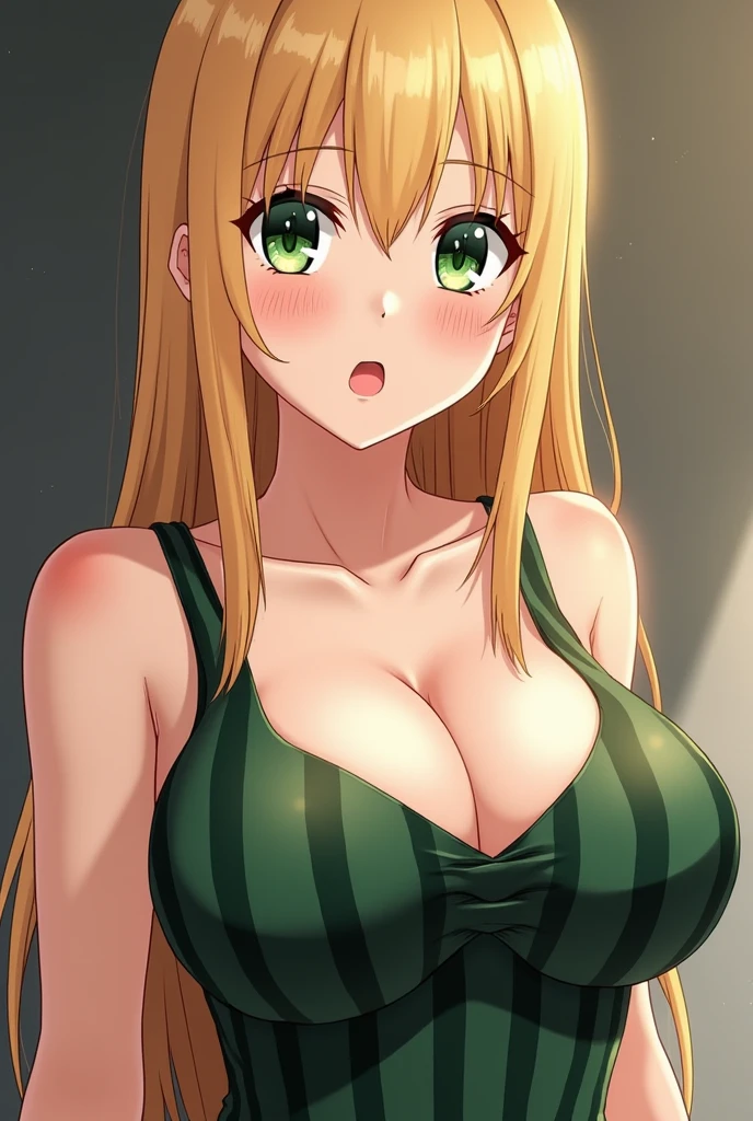 (、Lewd personality、Face Intense movement、Splattering body fluids）、（whole body、A distant view from an angle、Anime-inspired illustrations、Masterpiece、Absolute quality、Tomorrow) score_9, score_8_up, score_7_up, score_6_up, uncensored, kitagawa marin, 1girl, solo, long hair, breasts, looking at viewer, smile, bangs, blonde hair, red eyes, jewelry, large breasts, multicolored hair, earrings, choker, necklace, black choker, piercing, ear piercing, , BREAK (masterpiece:1.2), best quality, high resolution, (beautiful detailed eyes:1.3), perfect lighting, (perfect hands, perfect ???????), pleasured, large breasts,,(busty),slim,blush, lewd face, [wide hips], apron, naked apron, kitchen, indoors, cooking , standing, whole body 