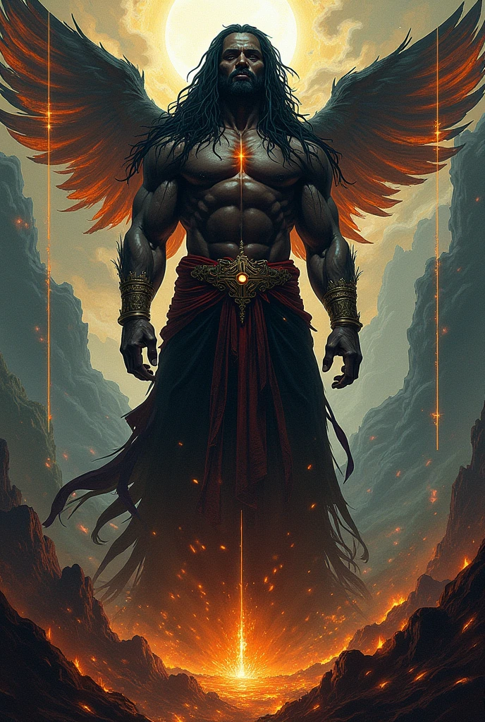 Titan red and violet colors,with lightning and fire