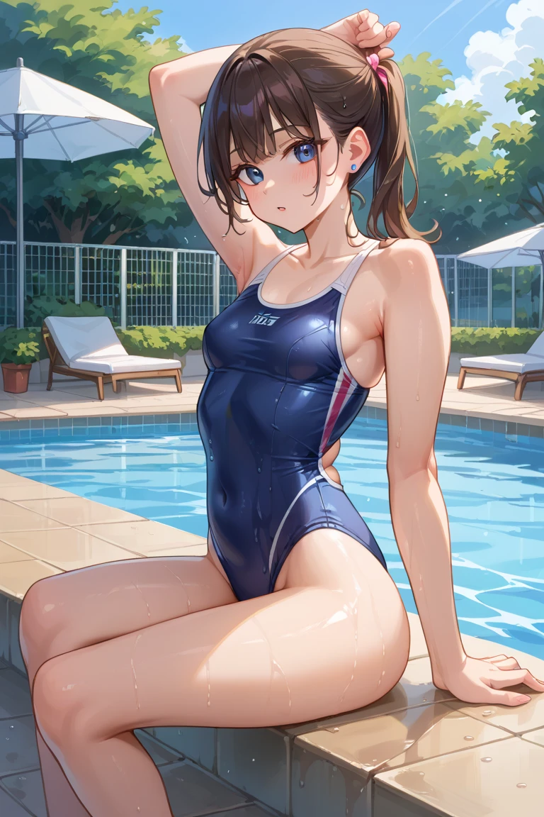 top-quality、Full limbs、complete fingers、Slender beauty、straight haired、bob cuts、hime-cut、Sailorsk swimsuit、Small eyes、natta、Sitting