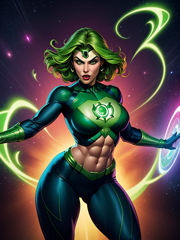 masterpiece green lantern girl(extremely detailed:1.2), super hd, 8k, (intrincate details:0.8), hyper realistic, professional photo, exceptional, cowboy shot,accesories