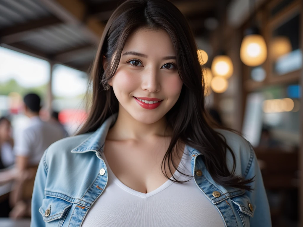 sitting on desk, (black t-shirt), sleeveless t-shirt, cleavage, white short skirt, looking at camera, front view, long hair, bangs, (detailed face), at classroom, tempting pose, potrait body, mouth closed, smiling, black eyes, 1 girl, 20yo,Young female,Beautiful Finger,Beautiful long legs,Beautiful body, Beautiful Nose,Beautiful character design, perfect eyes, perfect face,expressive eyes,perfect balance, (looking at viewer), Bright_Front_face_Lighting,White skin, (masterpiece:1.0),(best_quality:1.0), ultra high res,4K,ultra-detailed, photography, 8K, HDR, highres, absurdres:1.2, Kodak portra 400, film grain, (vibrant_color:1.2),professional photograph, (Beautiful,huge_Breasts:1.4), (beautiful_face:1.5),(narrow_waist)