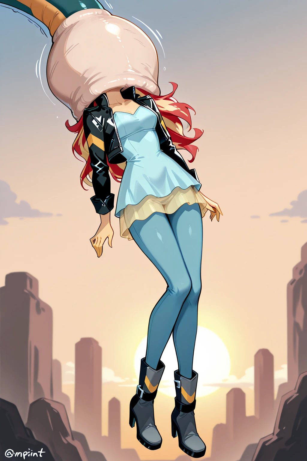 Jessie, team rocket, black  glossy Pantyhose, open legs, high boots, gloves, sun shiny day