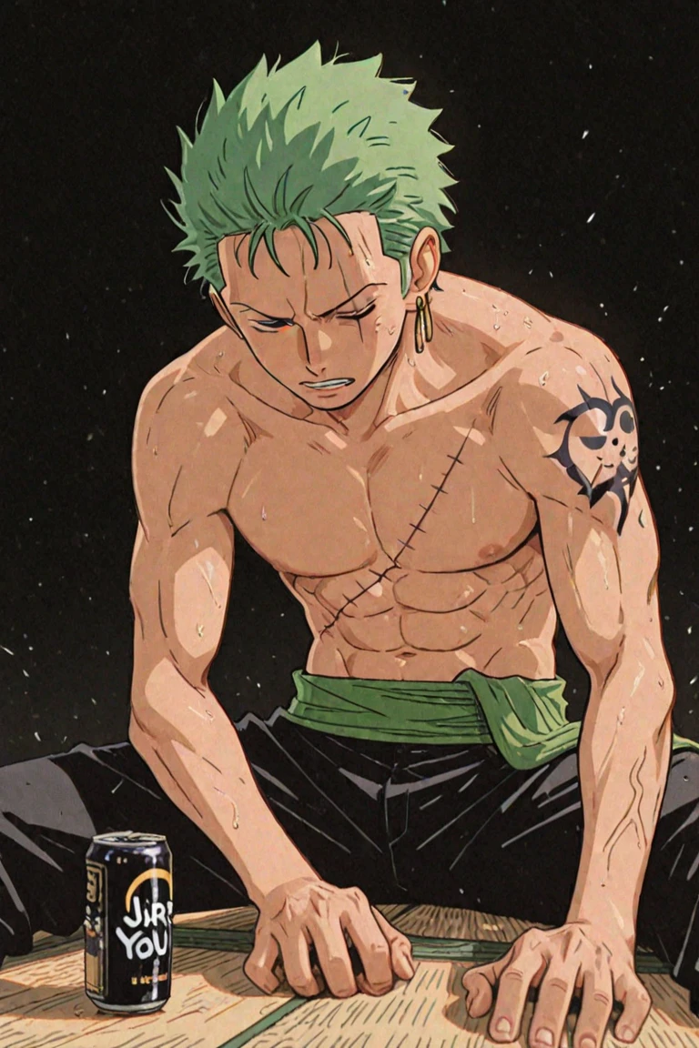 1boy, male focus, Zoro, One piece, injury, haki,, masterpiece, best quality, very aesthetic, absurdres, depth of field