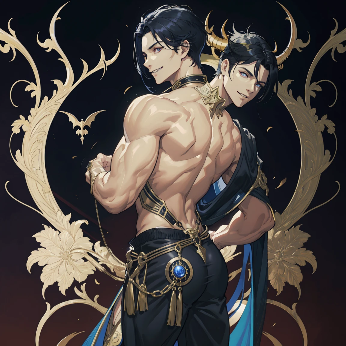 2 male concubines of the emperor of the Han dynasty, both standing beside each other both aged 30 muscular guys ,wearing ancient revealing Chinese dress with tight thongs showing off huge bulge with long silky hair and masculine features with a serious face looking at the ground.sexy men,Battle scars, bowing to the camera with the emperor behind the camera out of sight, men, both guys with big dicck and ass