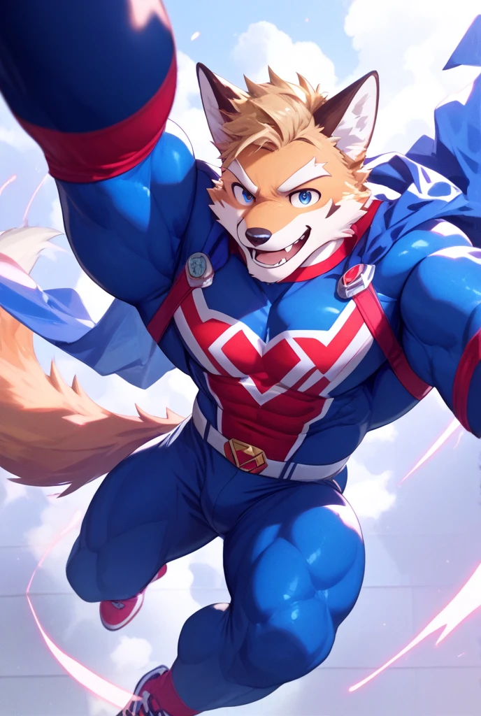 Giant Anthropomorphic Jolteon Pokemon Man, Purple Eyes, Muscular, Looming over the viewer, Tired, Handsome, Charming, View from below, Daddy, Bara, Horny, Flirty, Older Brother, Four toed feet, cock and balls, teasy, teasing the viewer, Macro, Bully, Jock, flirting with tiny viewer, Superhero Costume, Black underwear, Cape