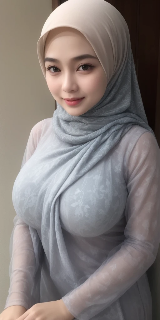 Don't cry baby, (Lace Lingerie Dress), adorable, 1 girl, (face to face), 10 years old, baby face, half body portrait, (face details: 1), (eye details:1), ((big breasts)). wearing transparent transparency long shirt, hijab .. Cute posed. proportional body. Ultra High Res. realistic: 1.4, UHD, view from side seductive pose
