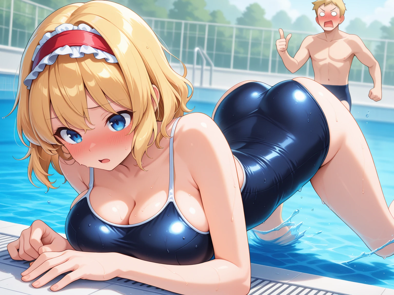 Highest quality、Highest quality、nsfw、The most erotic high school girl in Japan、Love Live Sunshine Style、(Watanabe You、Best Eros、Sunburn marks on competitive swimsuits、Giving a blowjob to a man's dick)、A delicate and erotic floral bra、garter belt、A man inserts his penis into a vagina、Extra large saggy breasts 1.5、Inverted nipple erection,Large areolas1.4、Has cleavage、whole body、(The hips are moving at high speed)、Semen is splashed on the body、Covered in a lot of semen、A large number of used condoms containing sperm are scattered around、Having sex from morning till night without a break、With pubic hair、He puts his dick inside her vagina、A large amount of semen is ejaculated into the pussy and it overflows、Hotel VIP room bed、